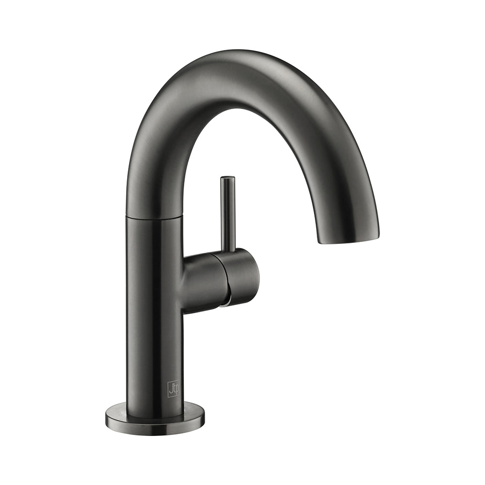 black basin tap with side lever
