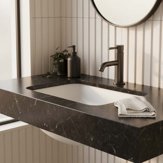 brushed black small basin mixer tap Main image