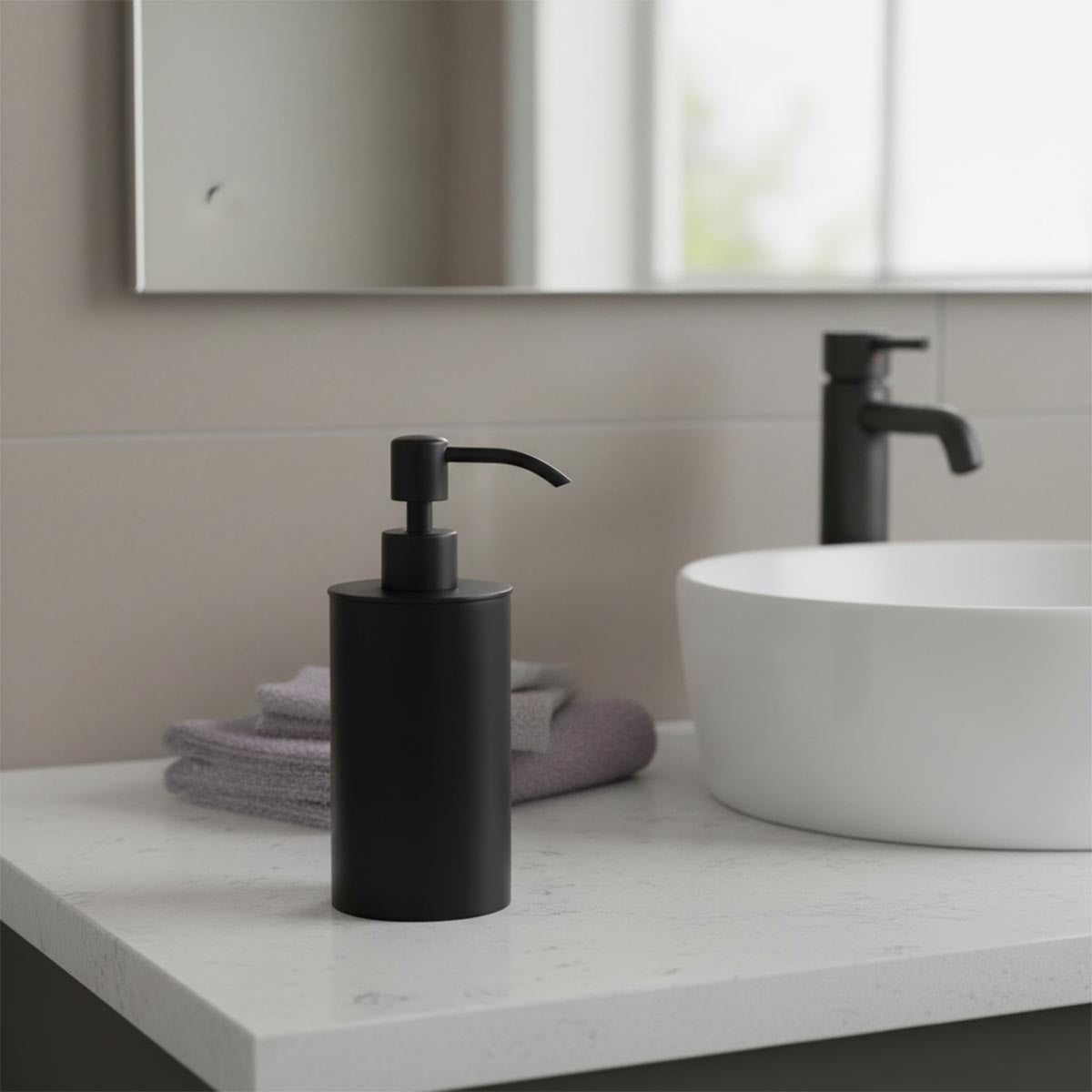 black soap dispenser deck mounted