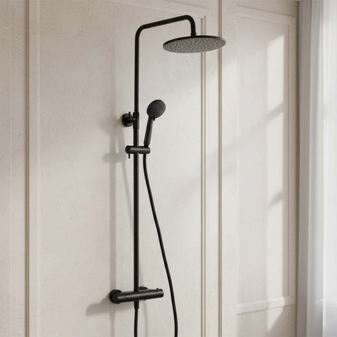 black thermostatic shower set 2 outlets