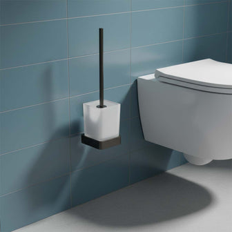 Wall Mounted Toilet Brush Holder with Brush Set - Black Secondary image