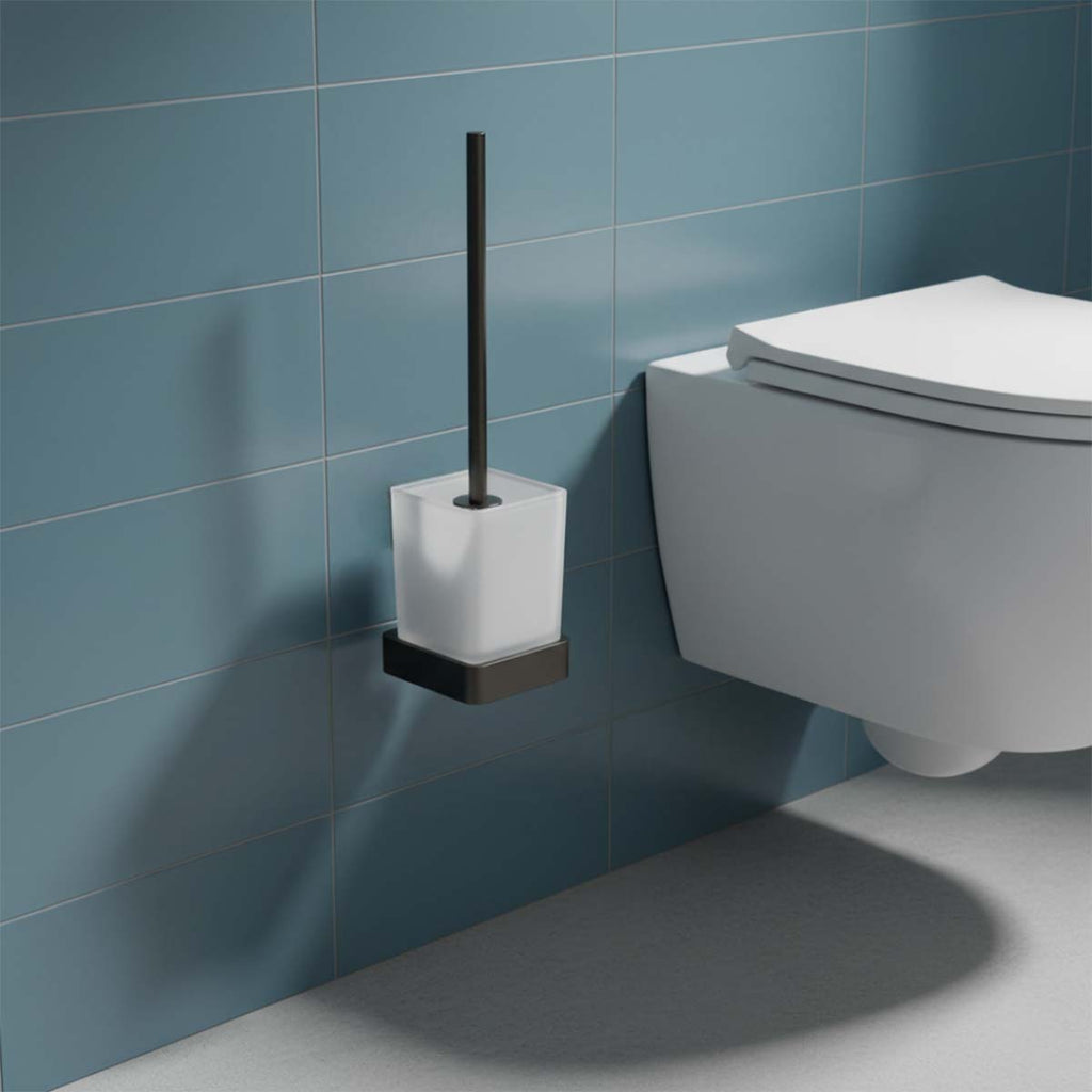 black toilet brush holder set wall mounted 