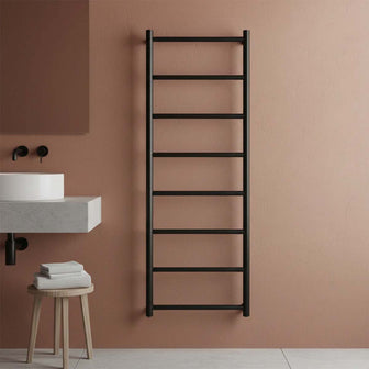 tall matt black heated towel rail radiator Main image