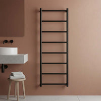 tall matt black heated towel rail radiator
