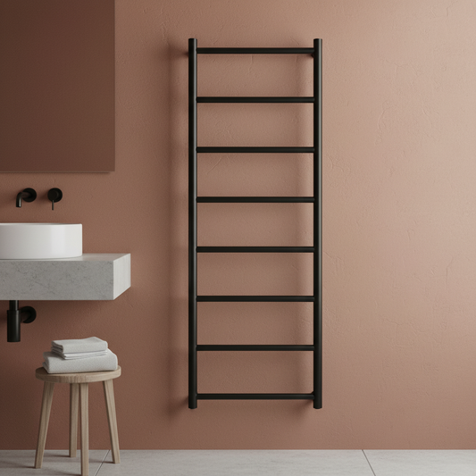matt black heated towel rail