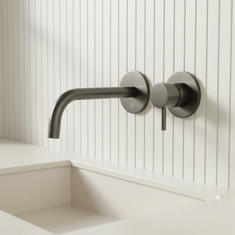 wall mounted basin mixer tap - black  Main image