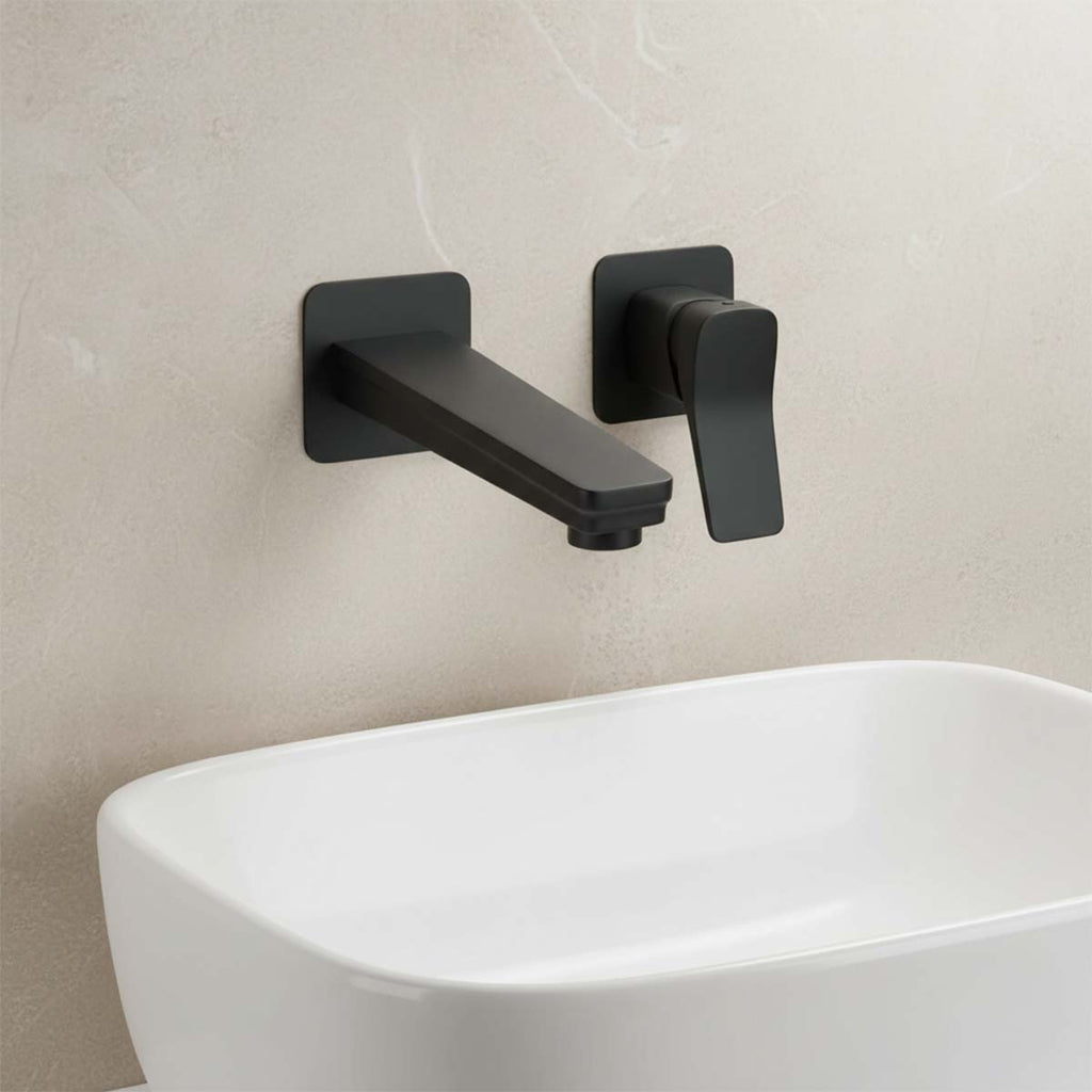 black wall mounted basin tap