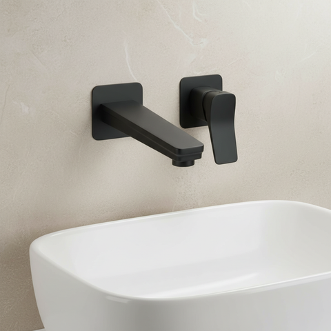 black wall mounted basin tap
