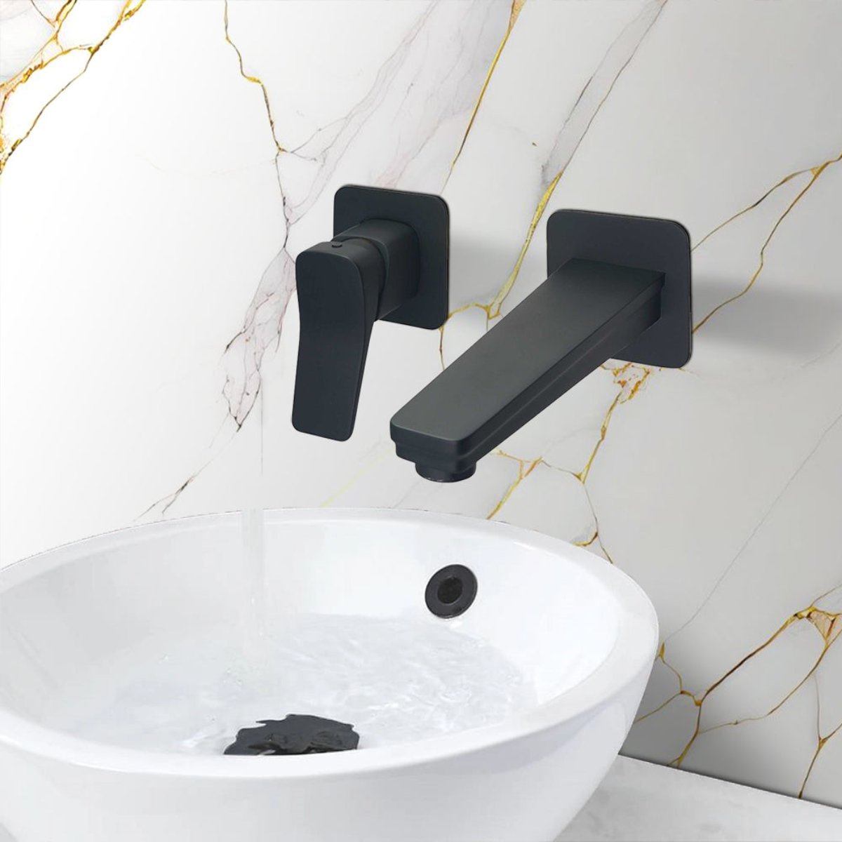 black wall mounted basin tap