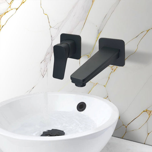 black wall mounted basin tap 1200