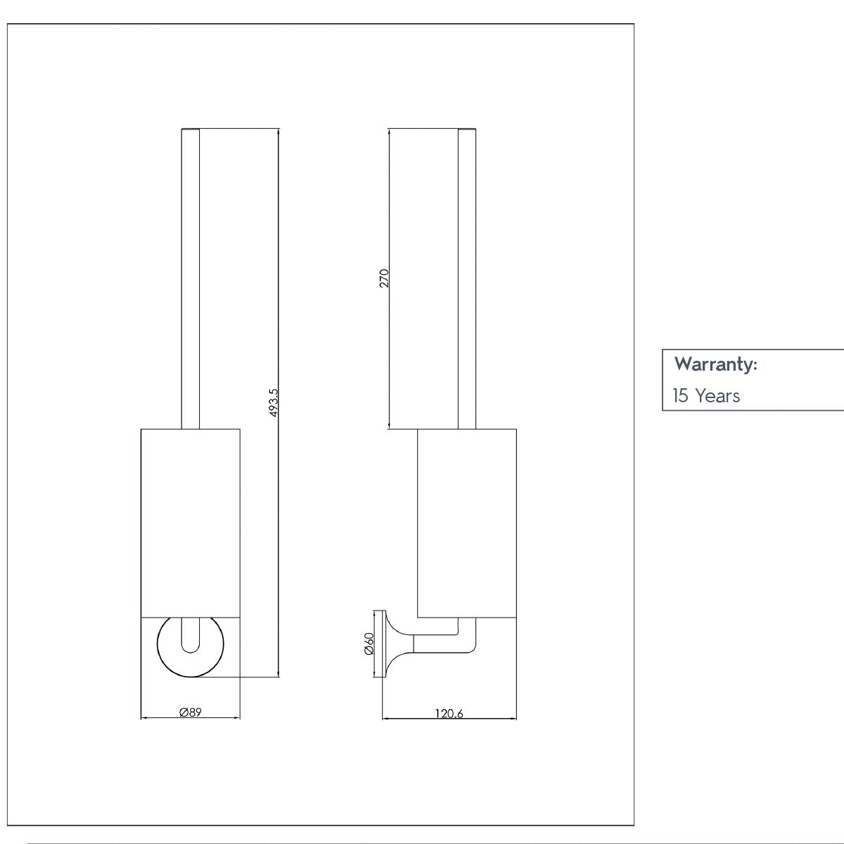 brass toilet brush holder with brush -technical details