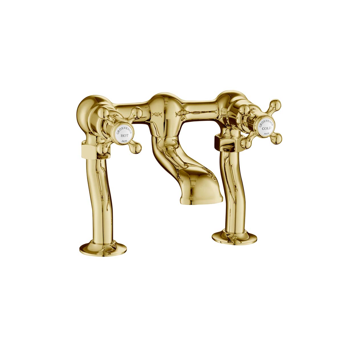 brass deck mounted bath filler tap