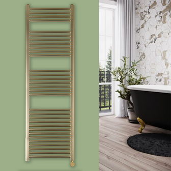 brushed gold electric heated towel rail Main image