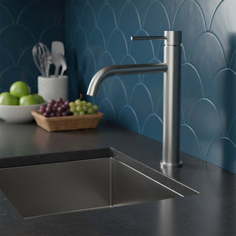 brass monobloc tall kitchen sink tap  Main image