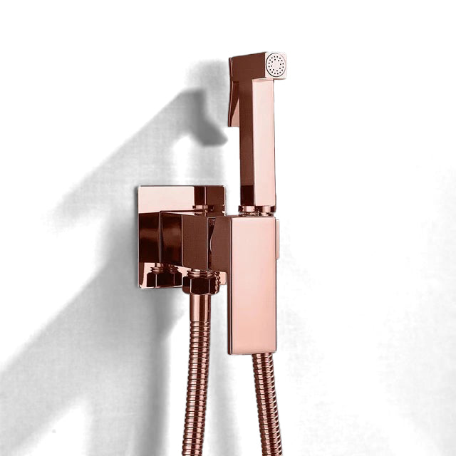 square rose gold douche set