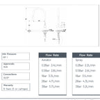 brass single lever kitchen tap with pull out technical drawing