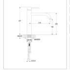  brass tall monobloc kitchen sink tap  technical drawing 