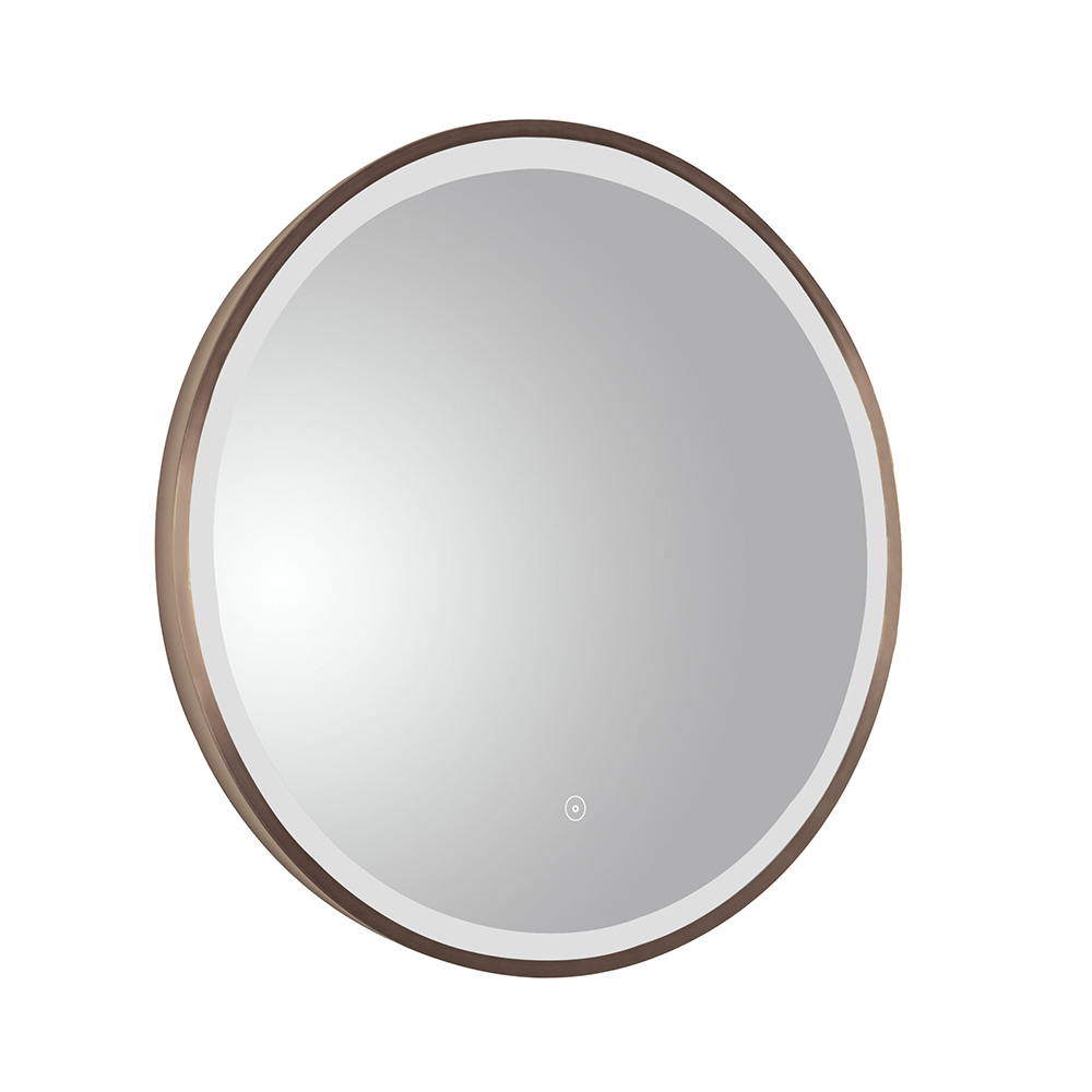 brushed bronze bathroom mirror with light and demister
