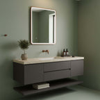 brushed bronze bathroom mirror with LED light and demister 