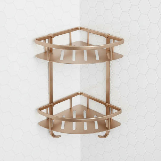 Two Tier Corner Shower Basket - Brushed Bronze