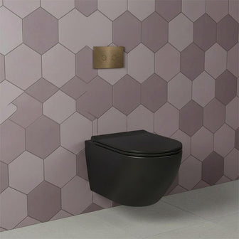 bronze dual flush plate with black wall hung toilet and 1.2m conceled cistern with frame Main image