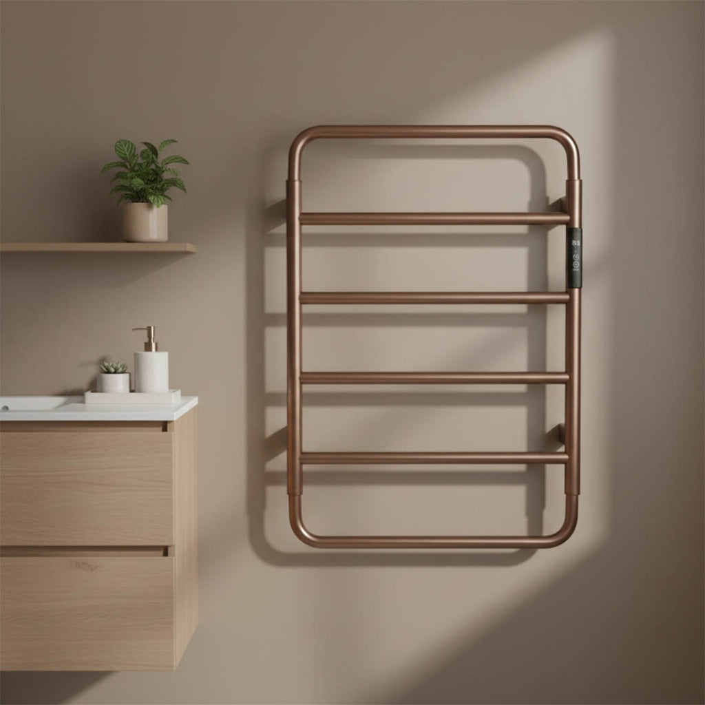 brushed bronze electric heated  bathroom radiator 