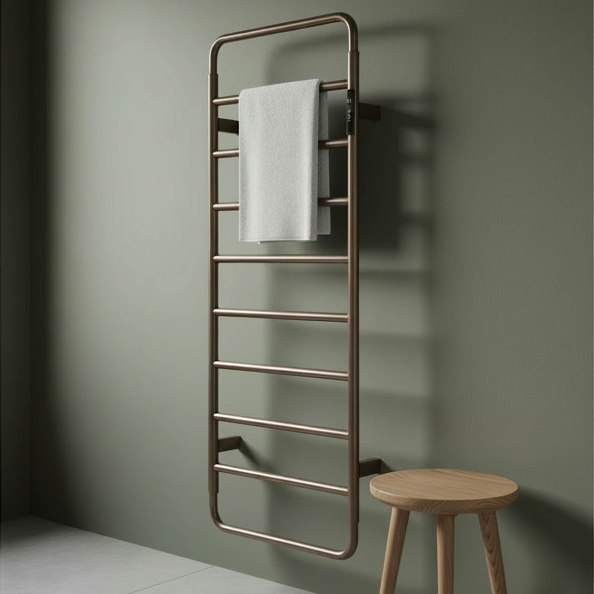 bronze electric heated towel radiator with thermostat  Main image