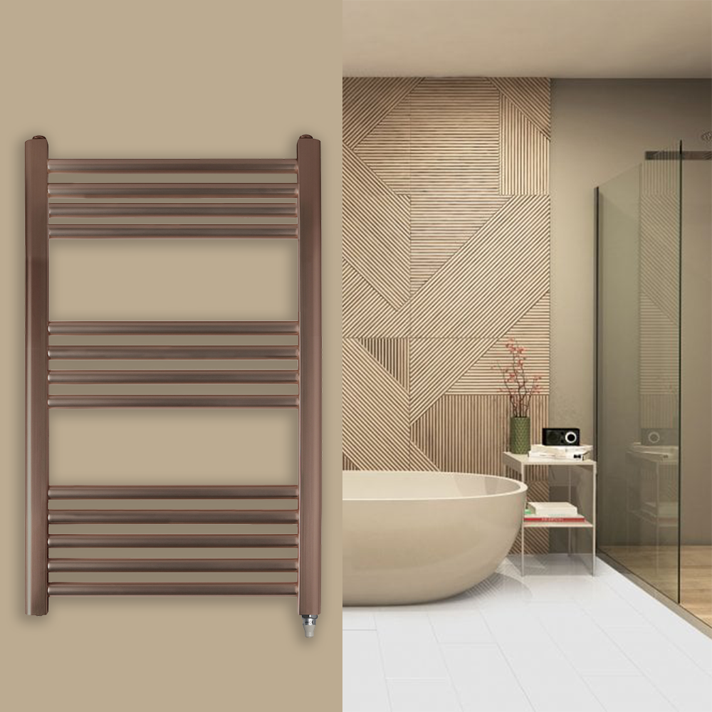 PrimeHeat Electric Towel Rail Radiator Brushed Bronze 800mm x 500mm Secondary image
