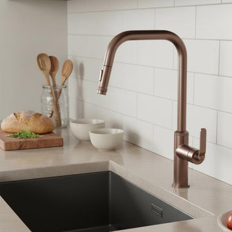 bronze kitchen tap with pull out spray Main image