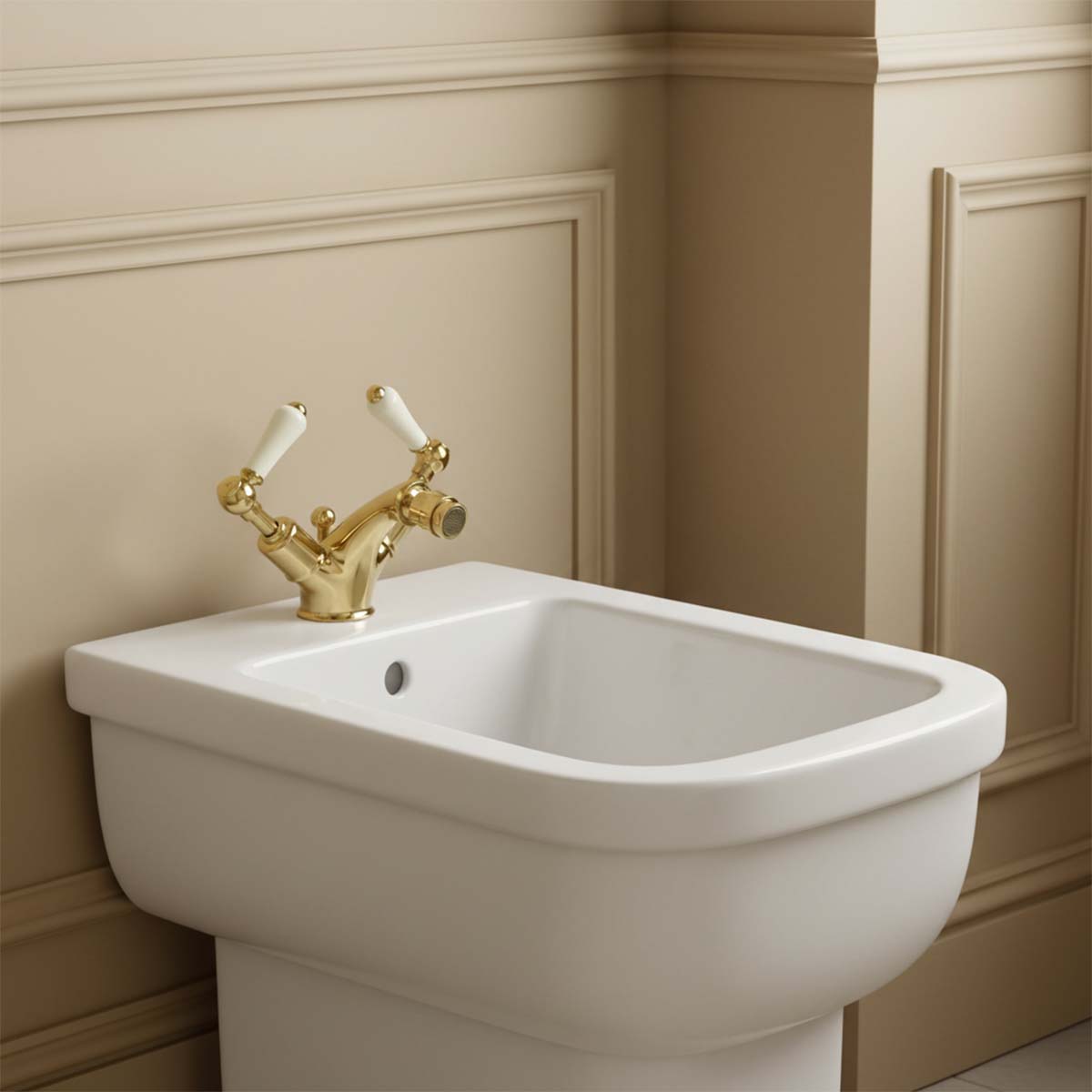 Gold Bidet Mixer Tap with Pop Up Waste Main image