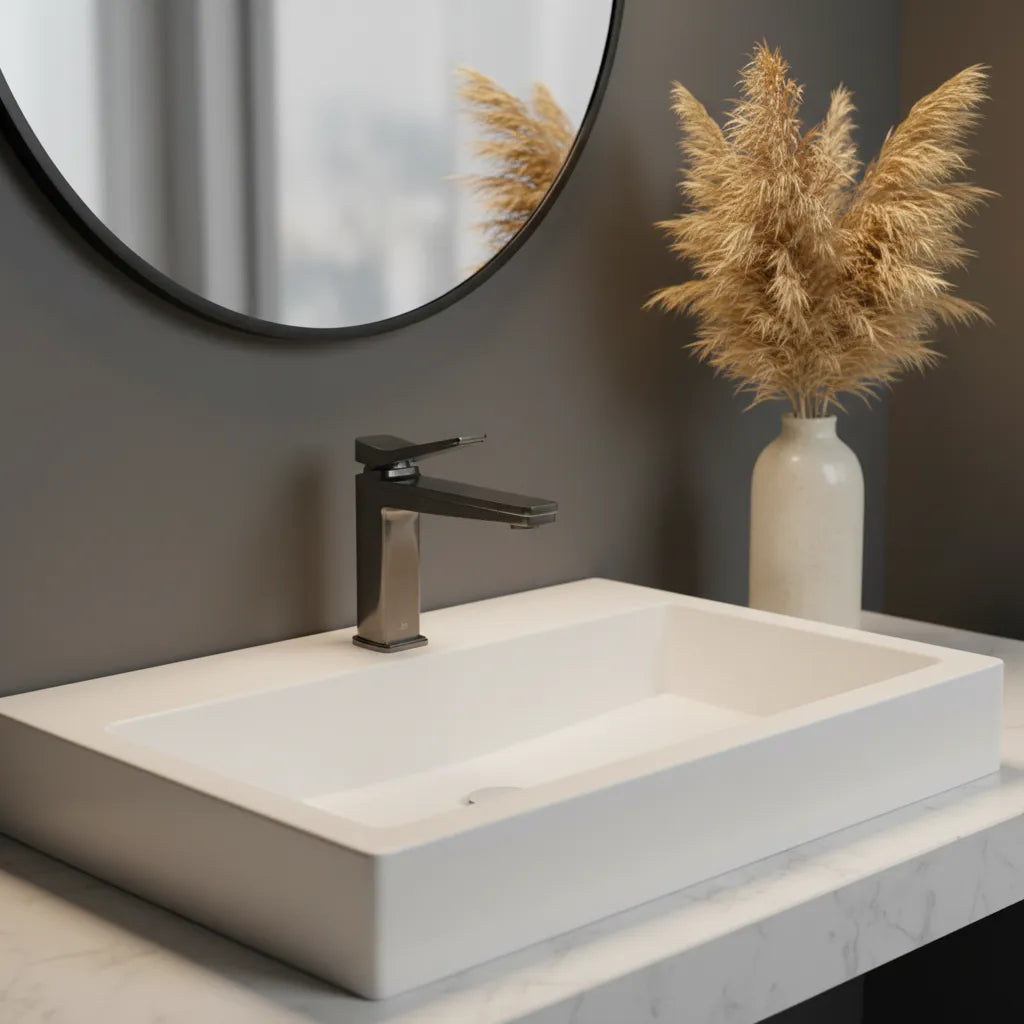 Brushed black basin tap