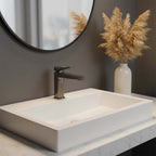 brushed black basin tap with single lever