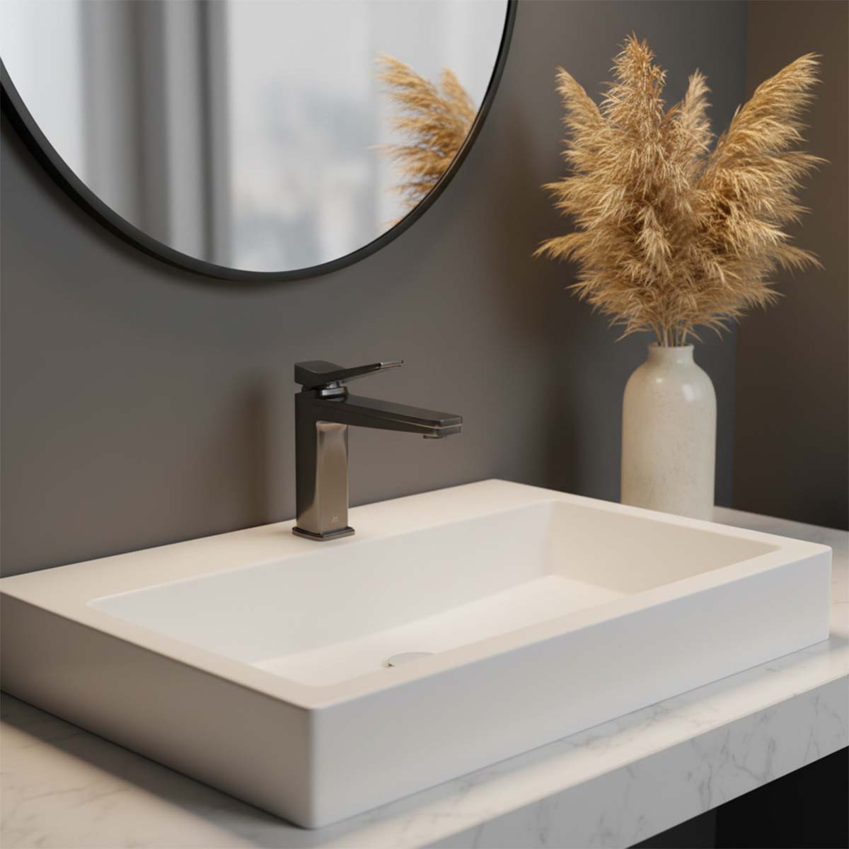 brushed black basin tap with single lever