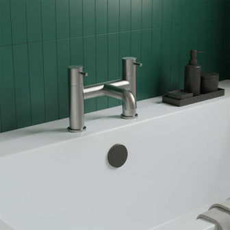 brushed black 2 hole bath filler tap  deck mounted Main image