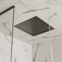brushed black ceiling mounted overhead shower 400 mm