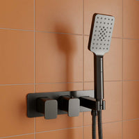 gunmetal dual concealed shower mixer valve with handset and shower hose