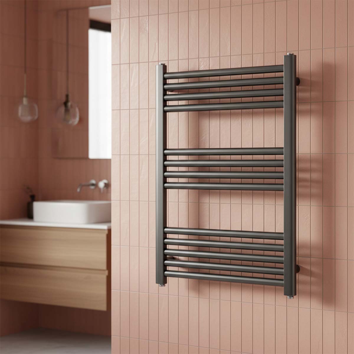 brushed black dual fuel towel radiator 