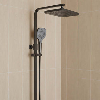 Black Thermostatic Shower Bar Valve with 2 Outlets and Handheld Shower Secondary image