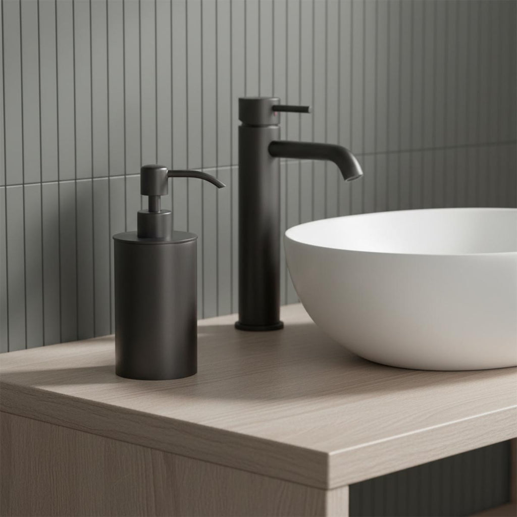 brushed black soap dispenser