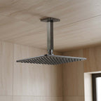 brushed black square ceiling shower arm - 150mm