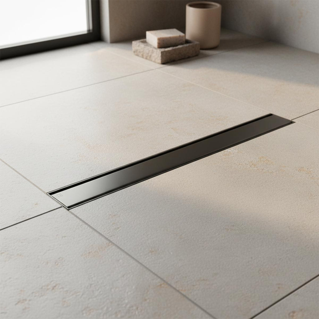 brushed black tile-able waste for shower