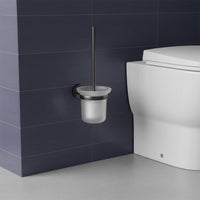 brushed black toilet brush holder with brush 