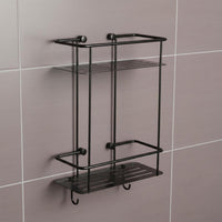 brushed black twin wall mounted shower basket 
