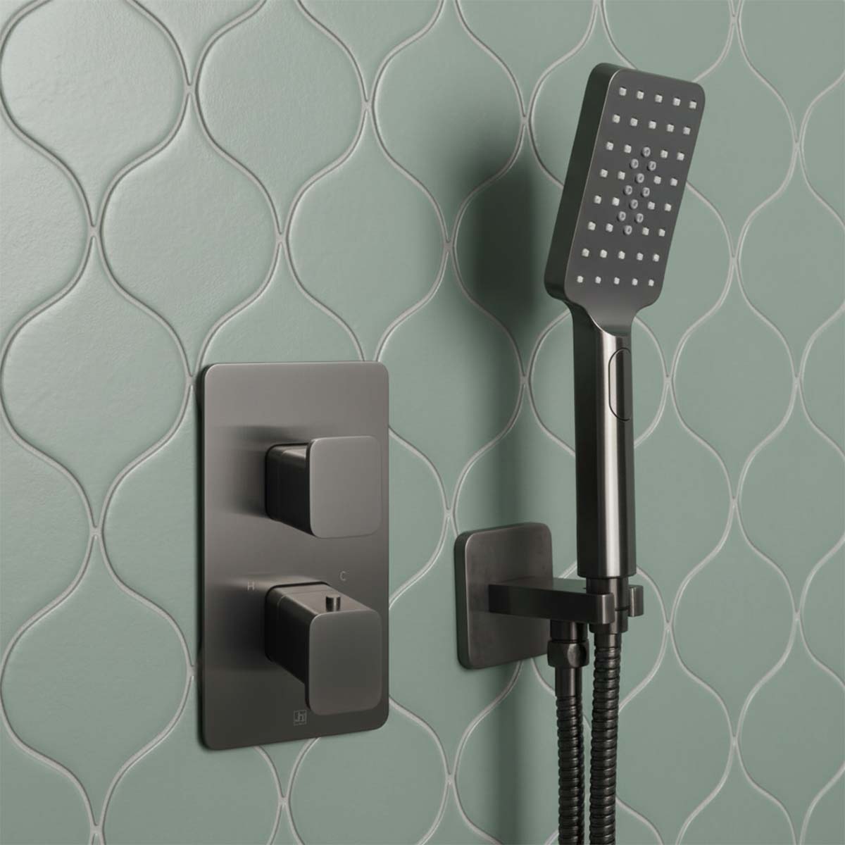 brushed black two way concealed shower valve 