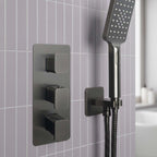brushed black two way shower valve concealed vertical 
