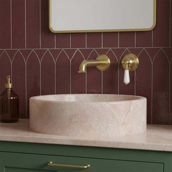 Brushed Brass Traditional Single Lever Basin Mixer Tap Wall Mounted Secondary image