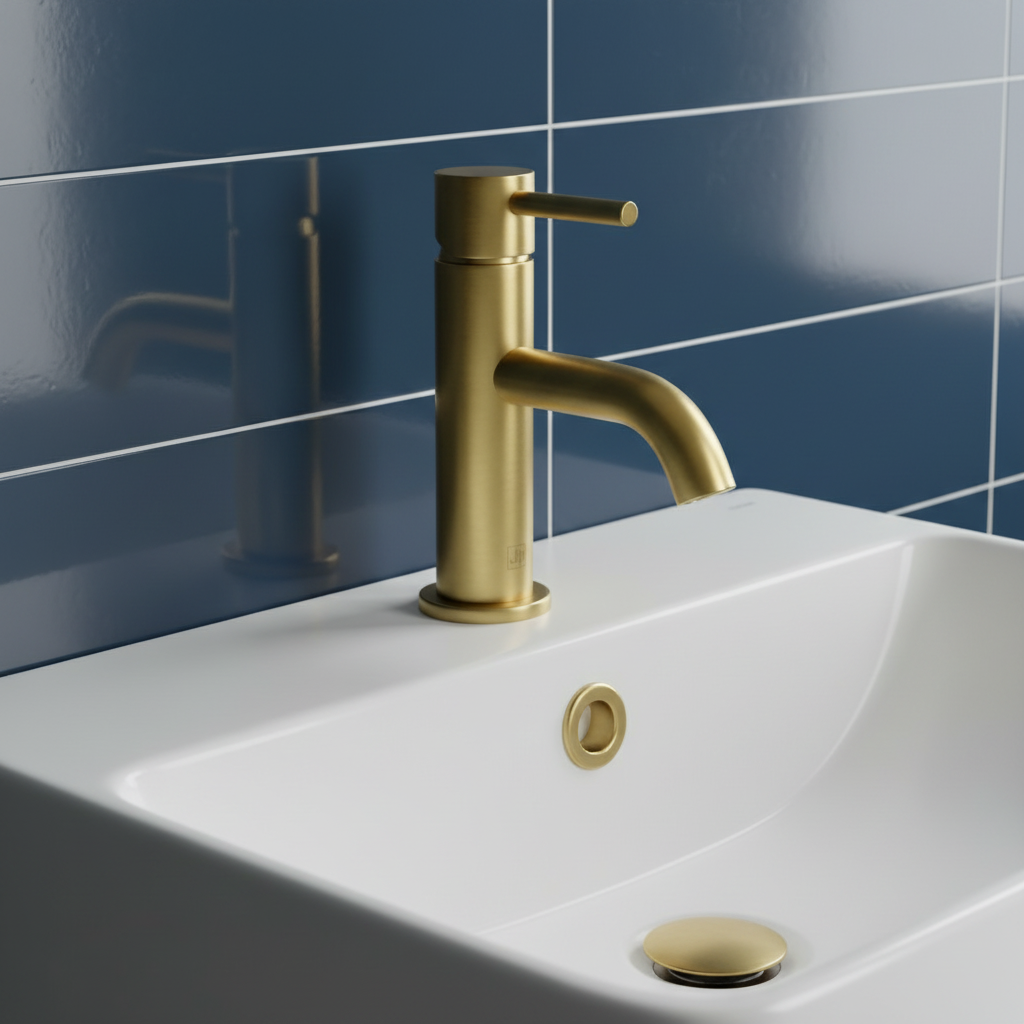 brushed brass basin mixer tap 