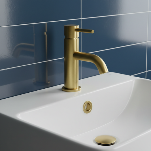 Single Lever Basin Mixer Tap - Brushed Brass