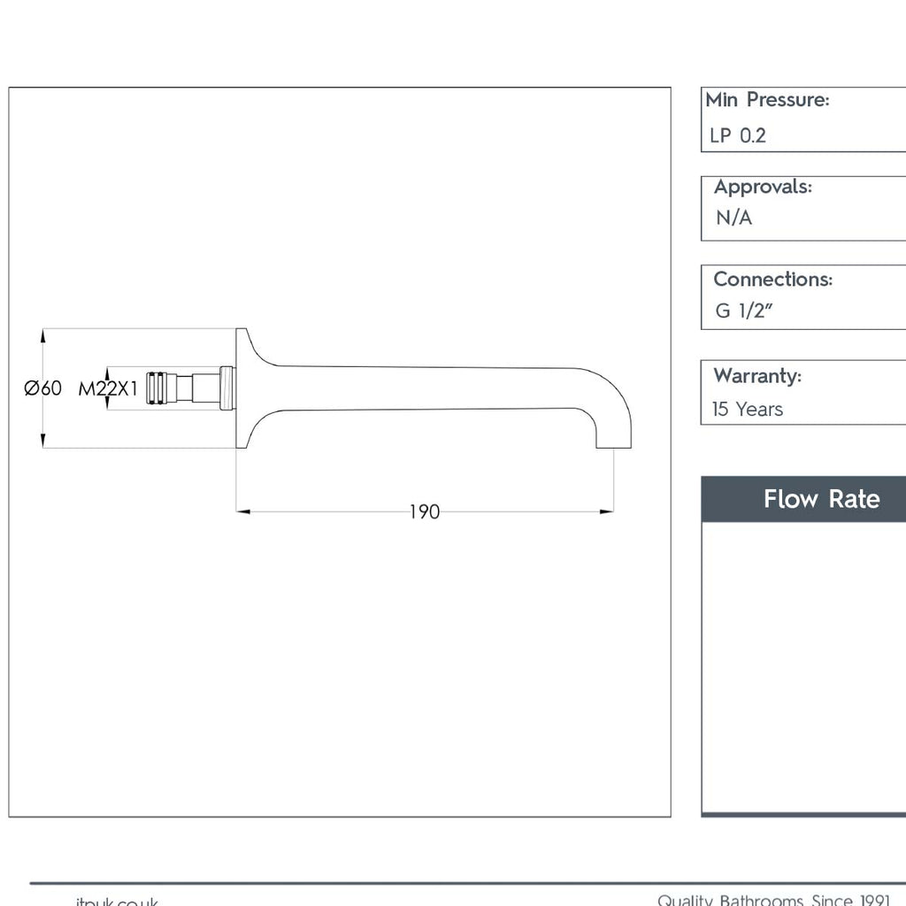 brushed brass basin spout technical details