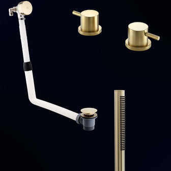 brushed brass bath valves with click clack waste Main image